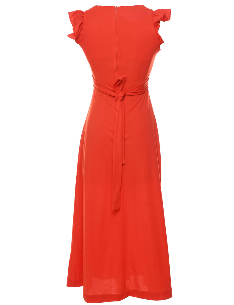 Red 1970s Maxi Dress - XS