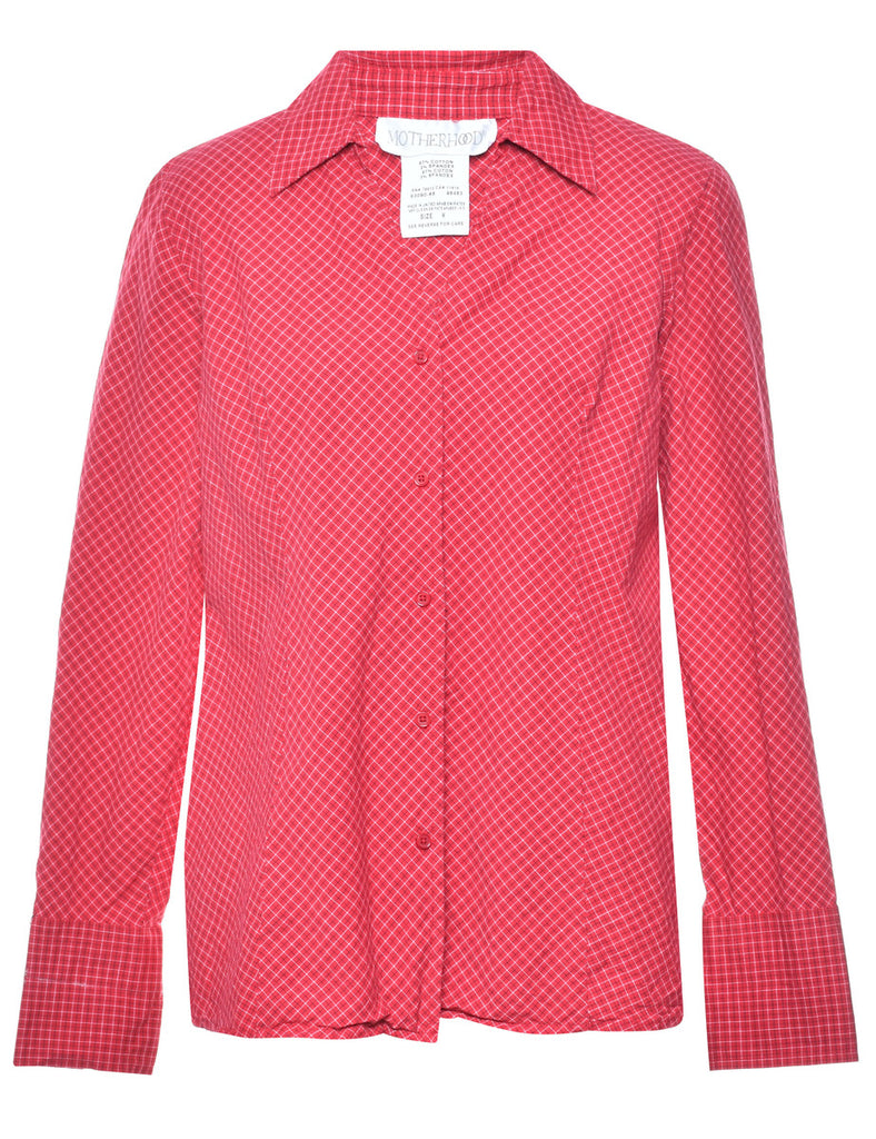Red Checked Blouse - M