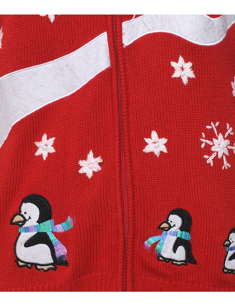 Red Christmas Cardigan - L