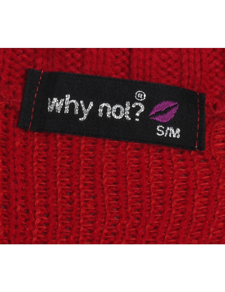 Red Christmas Tree Design Knit Jumper - M