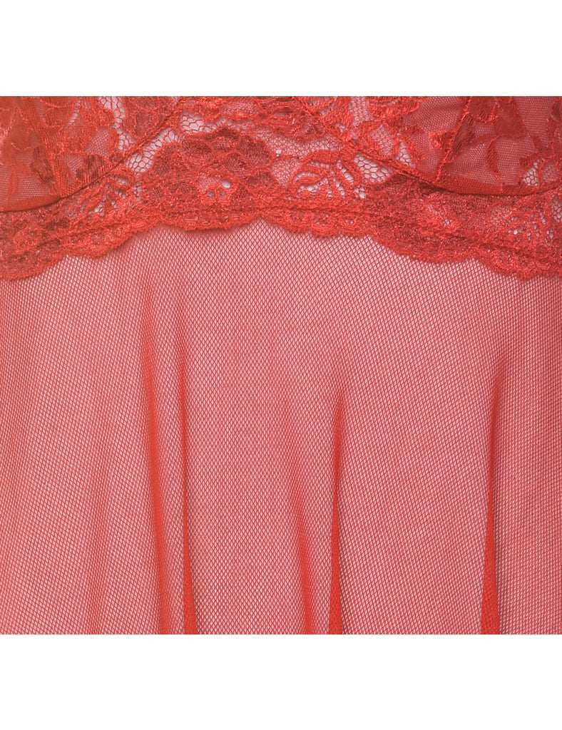 Red Classic Lace Halterneck Babydoll - S
