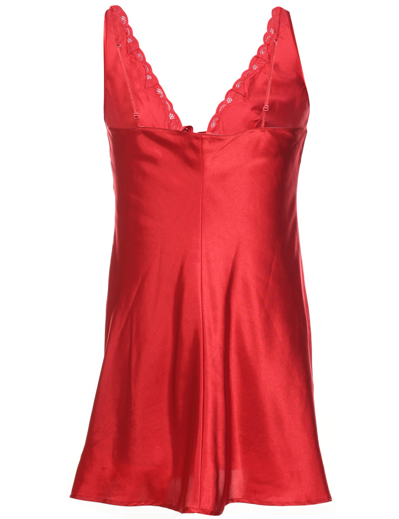 Red Classic Silky Slip Dress - M