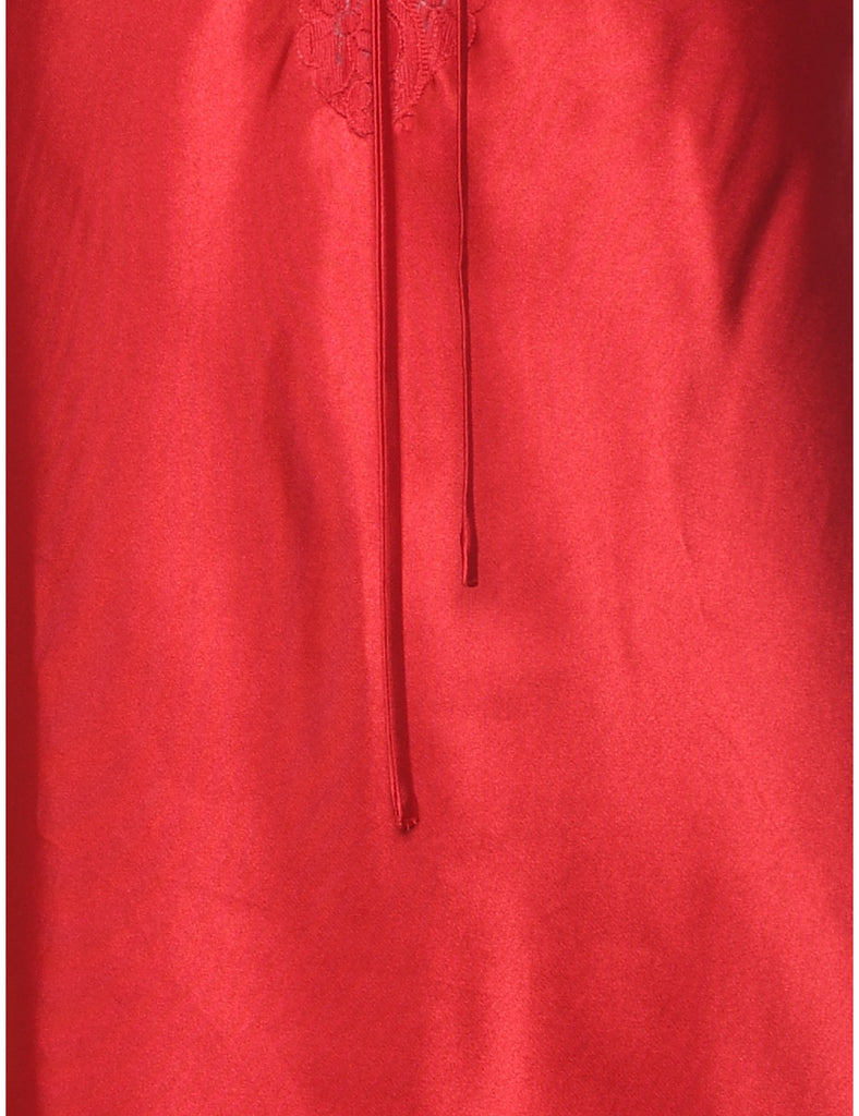 Red Classic Silky Slip Dress - M