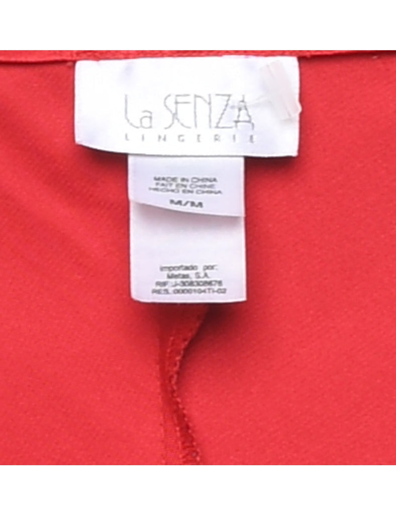 Red Classic Silky Slip Dress - M