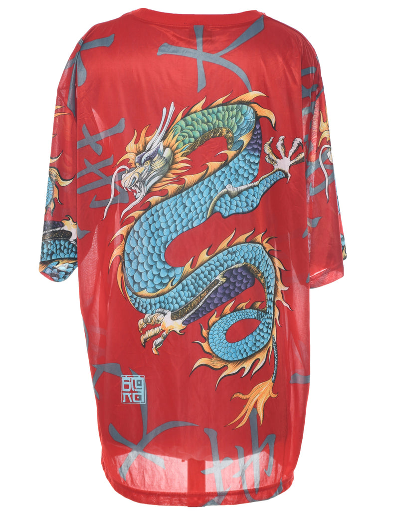 Red Dragon Printed T-shirt - XXL