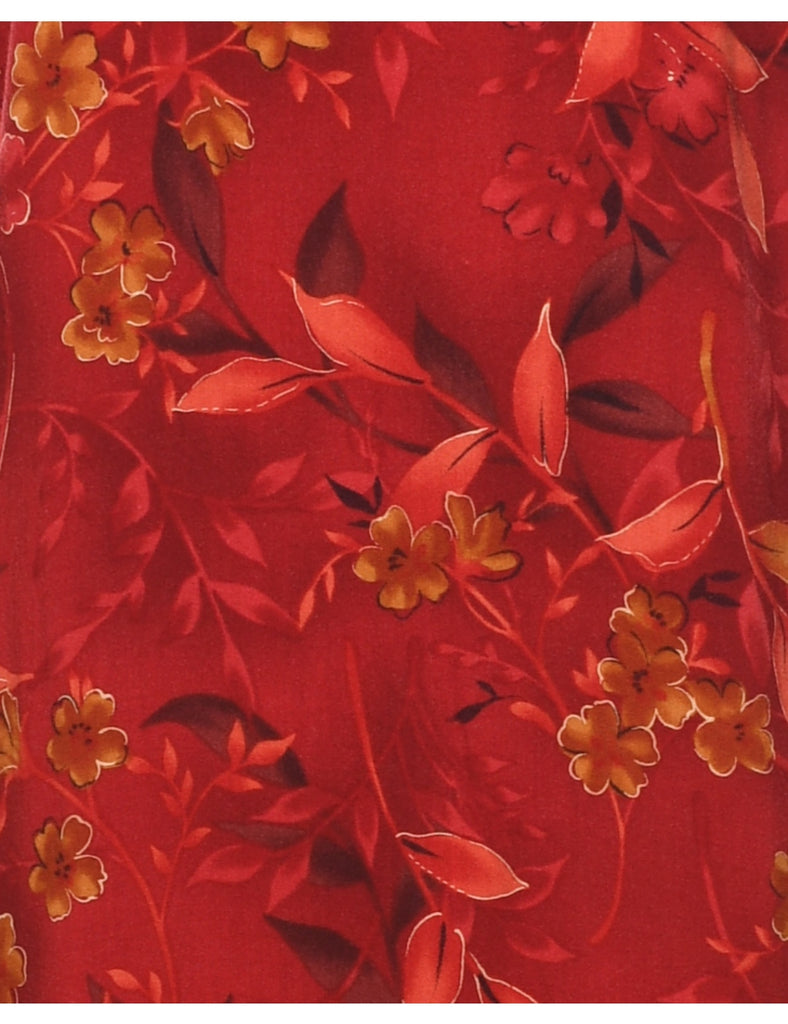 Red Floral Print Dress - S