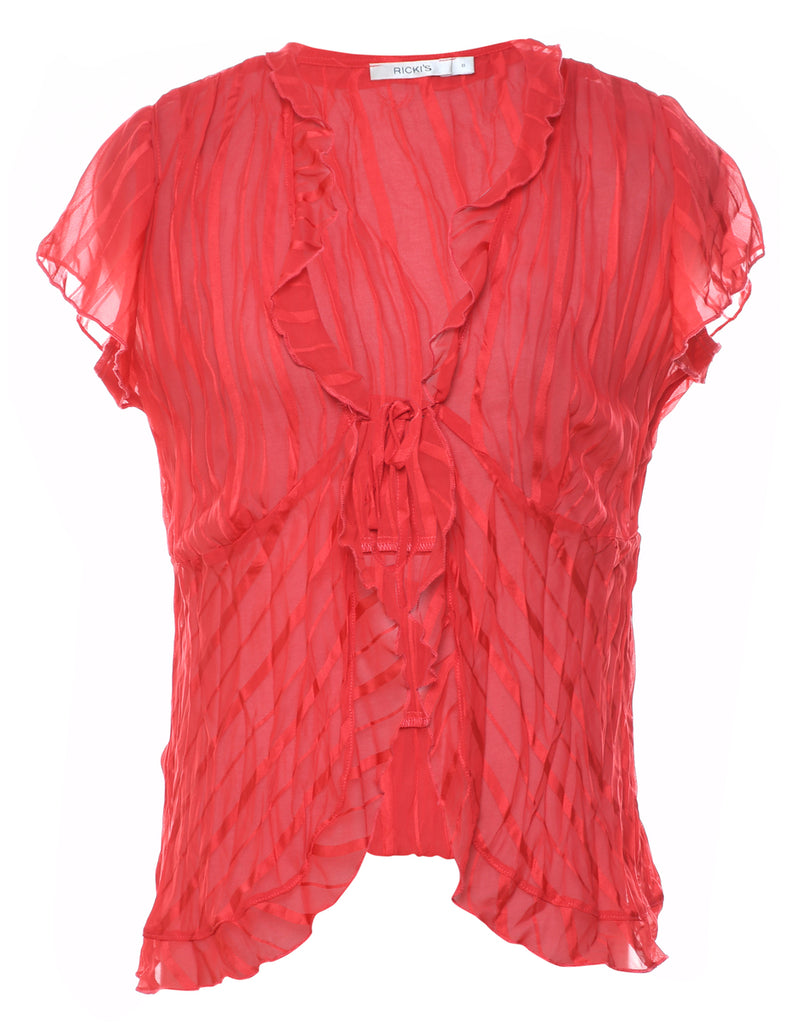 Red Frilly Blouse - M