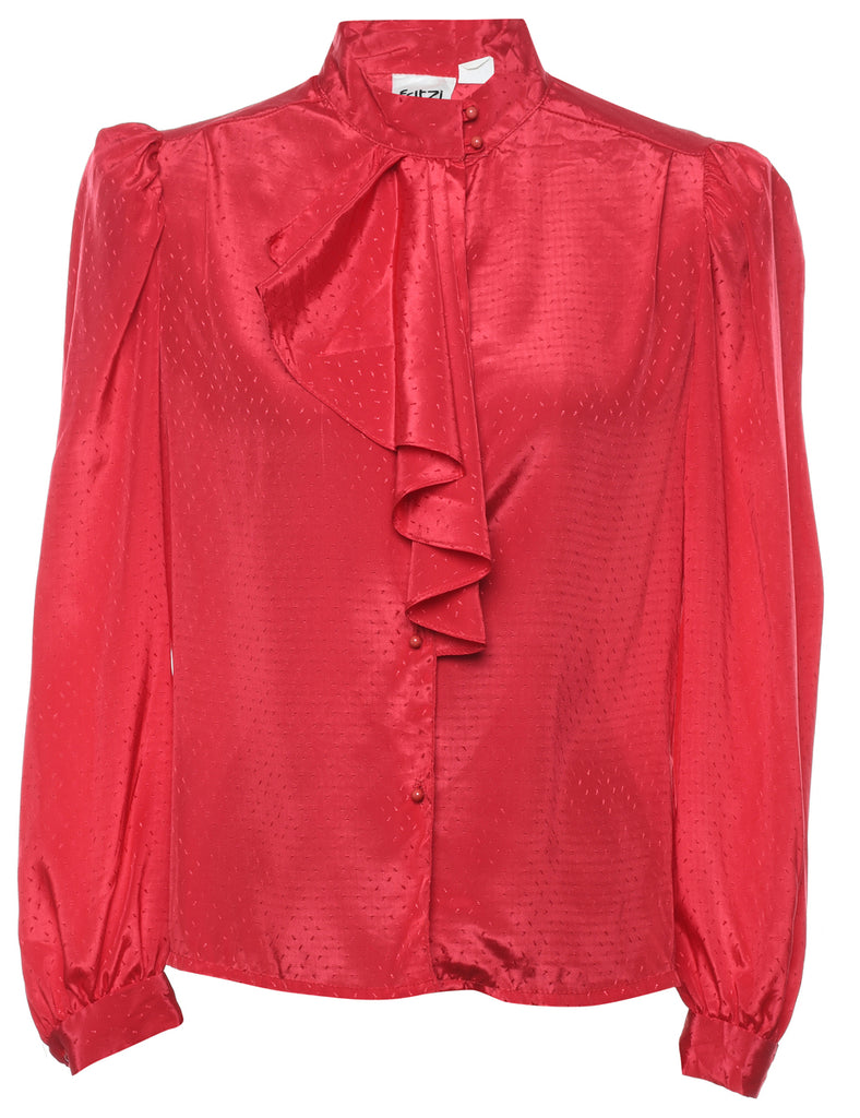 Red Jacquard Blouse - M