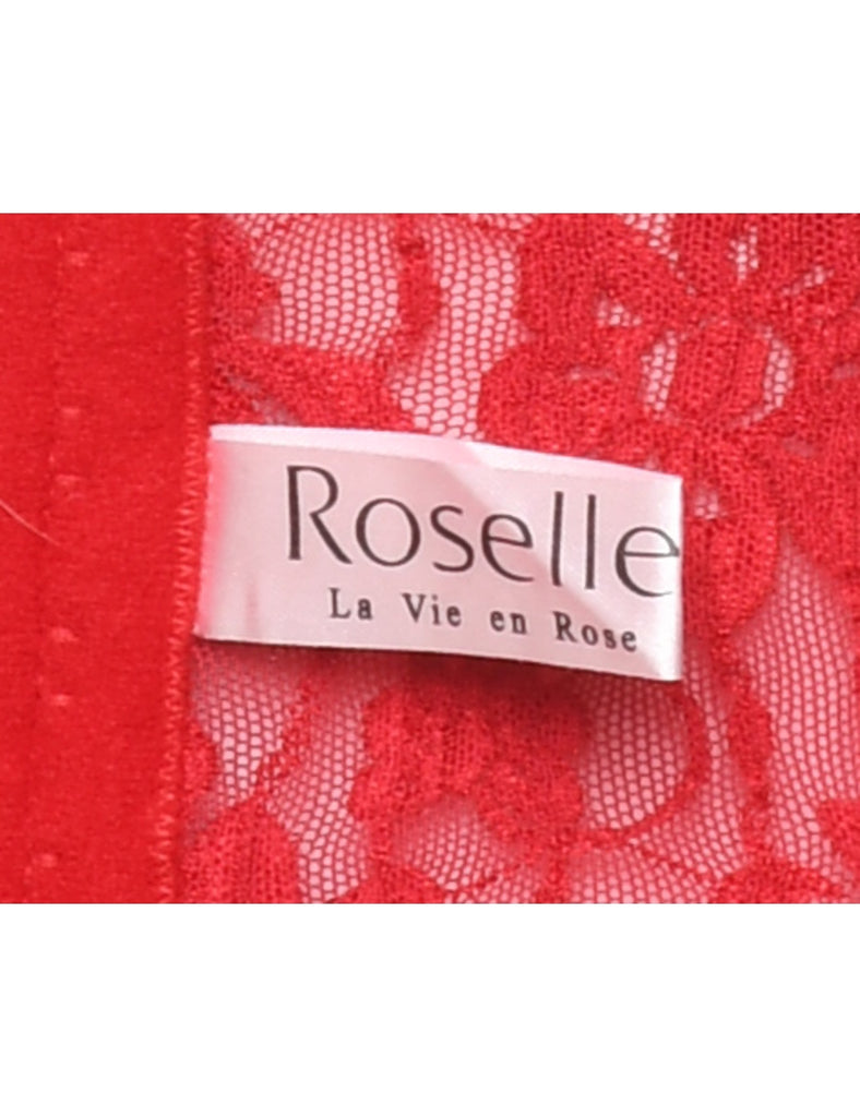 Red Lace Floral Print Corset - S