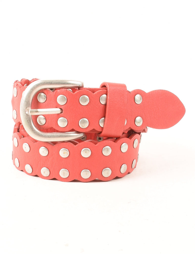 Red Leather Fashion Belt - M