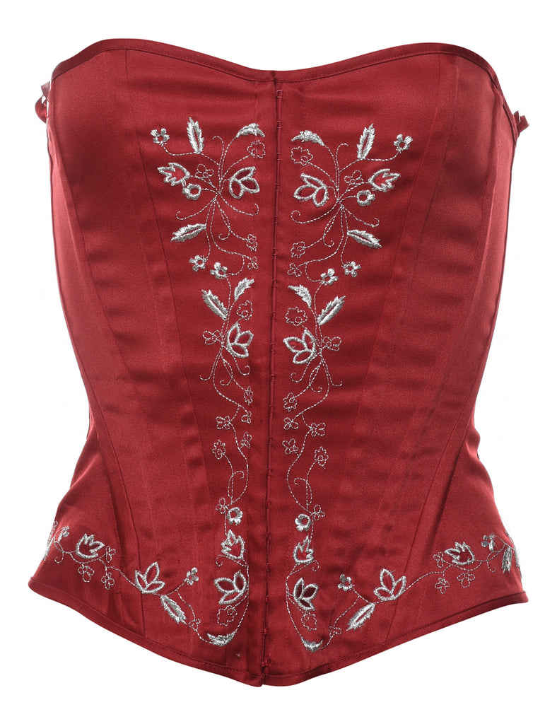 Red Lurex Thread Pattern Y2K Corset - S