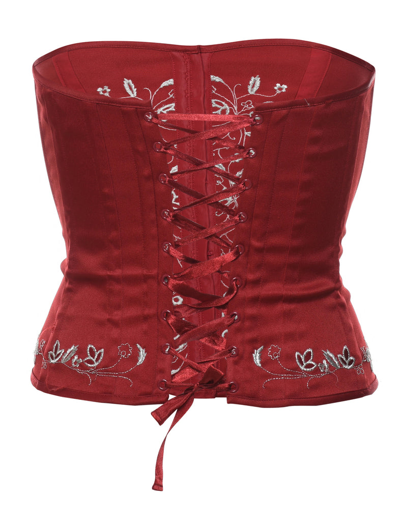 Red Lurex Thread Pattern Y2K Corset - S