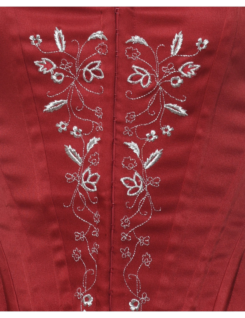 Red Lurex Thread Pattern Y2K Corset - S