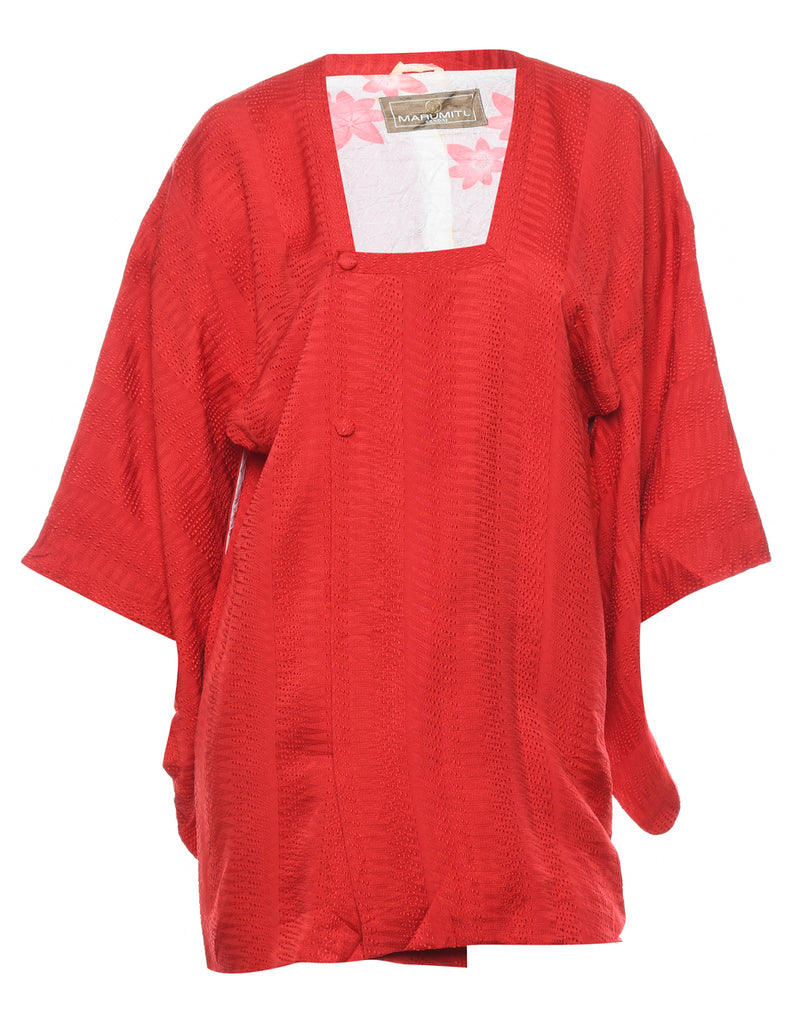 Red Midi Length Kimono - L