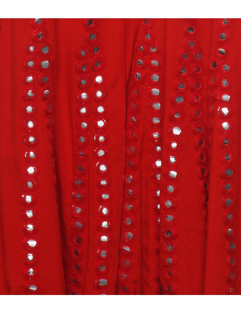 Red Mirror Detail Palazzo Trousers - W26 L21