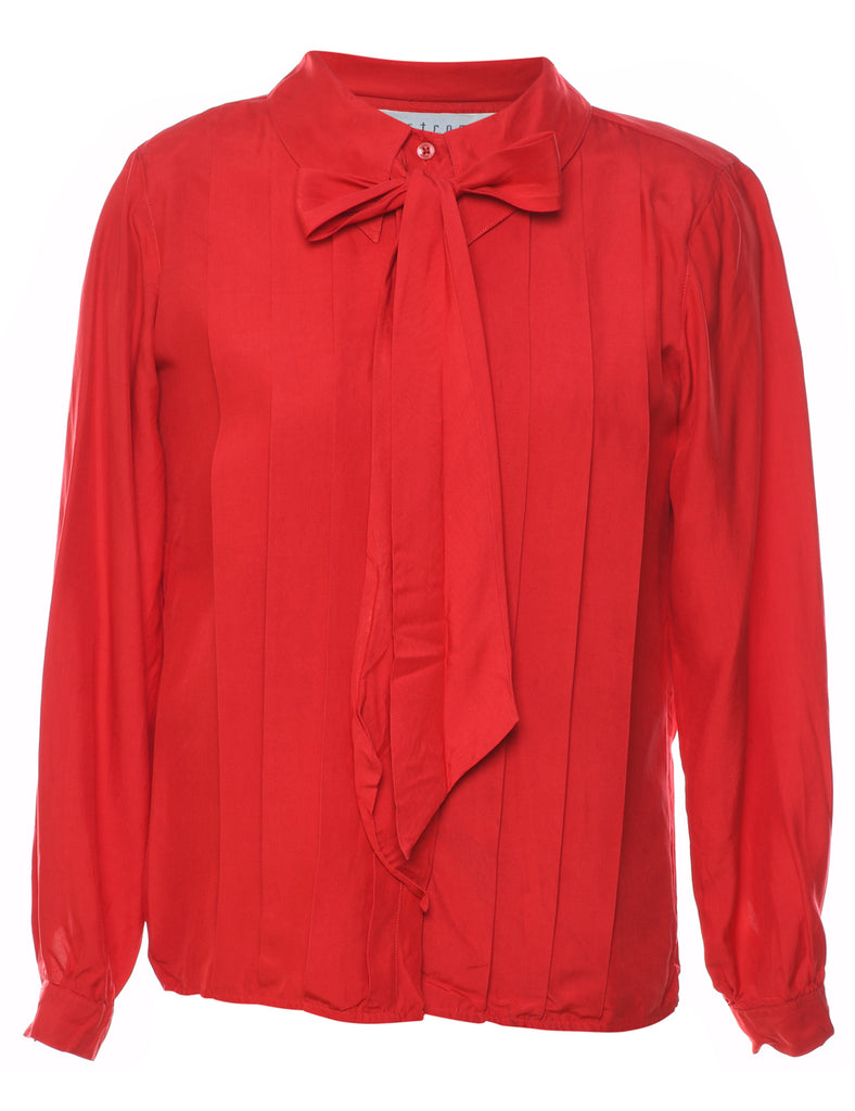 Red Pin Tucks Blouse - M