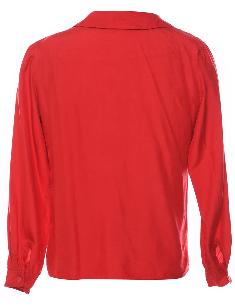 Red Pin Tucks Blouse - M