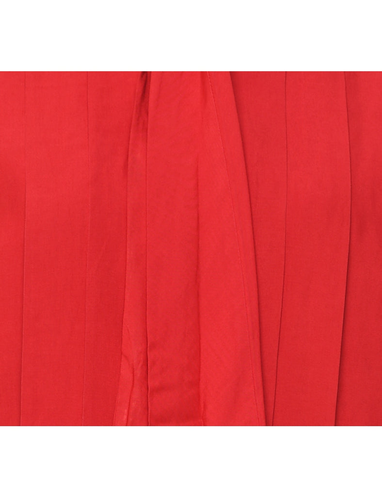 Red Pin Tucks Blouse - M