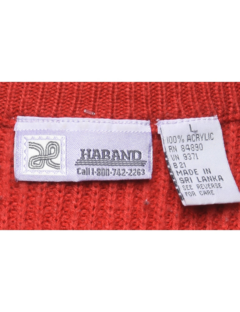 Red Plain Jumper - L