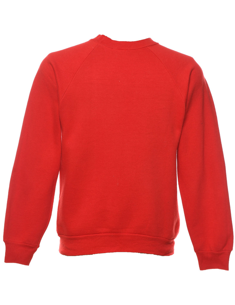 Red Printed Christmas Sweatshirt  - M