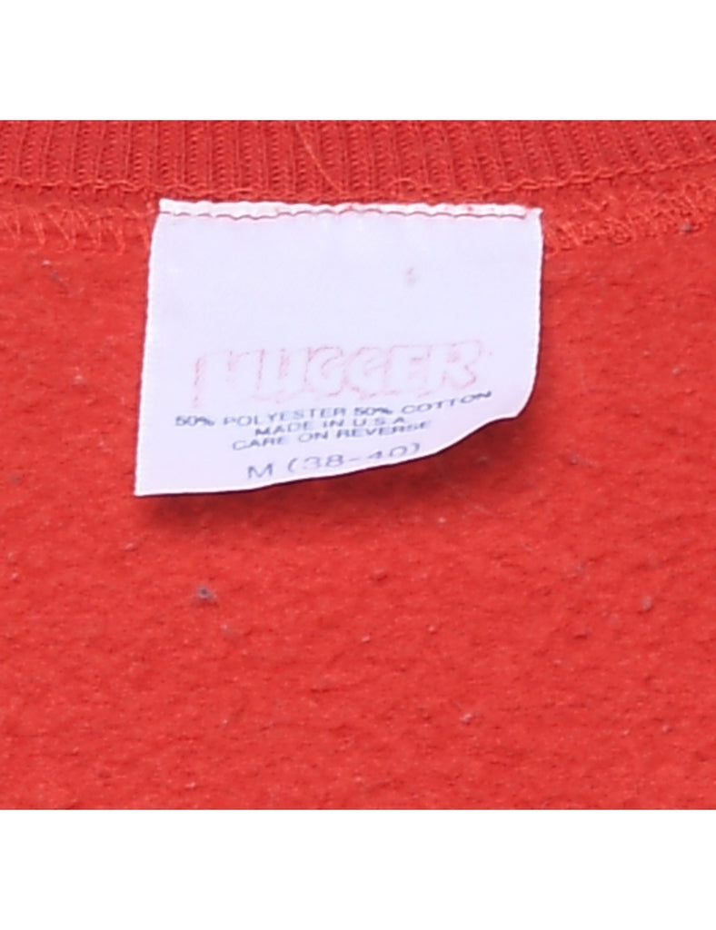 Red Printed Christmas Sweatshirt  - M
