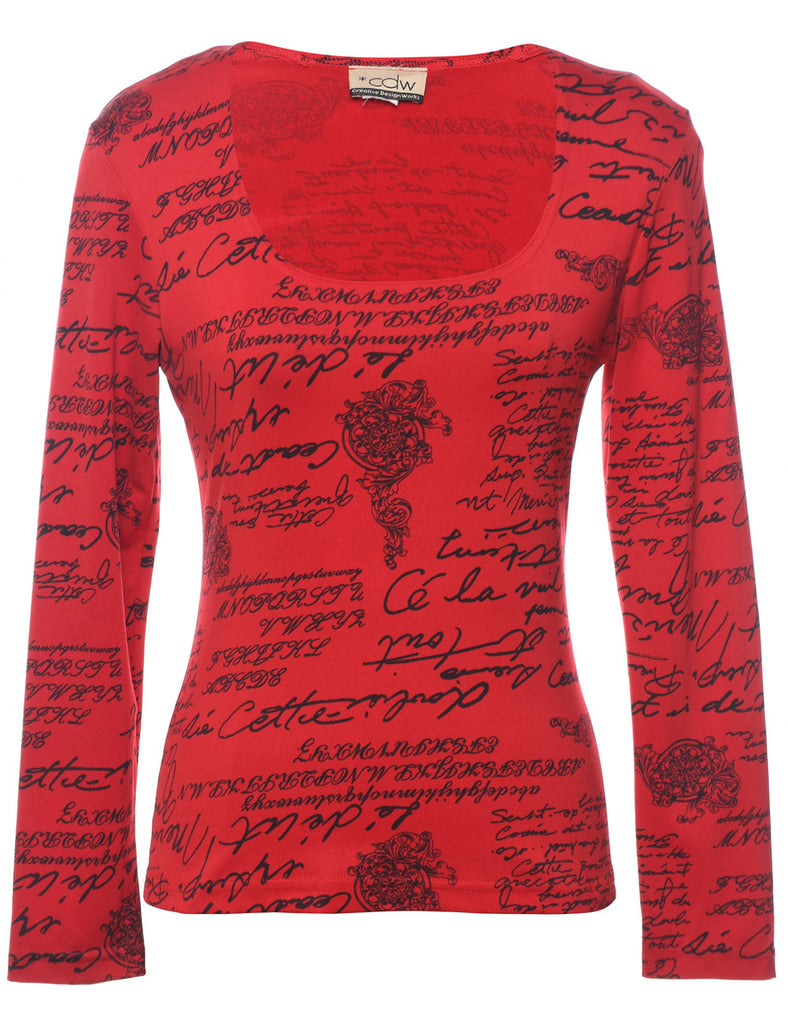 Red Printed Top - S