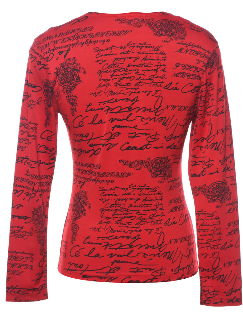 Red Printed Top - S