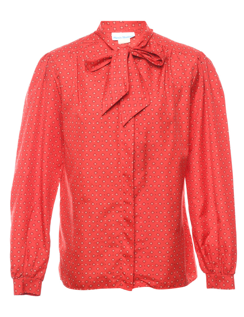 Red Pussy Bow Blouse - L