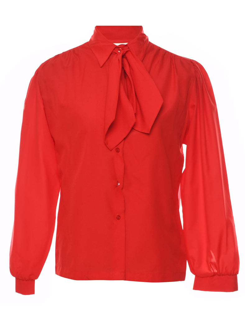 Red Pussy Bow Blouse - M
