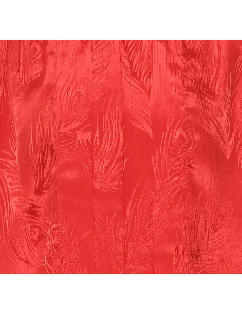 Red Shiny Foliage Design Blouse - XL