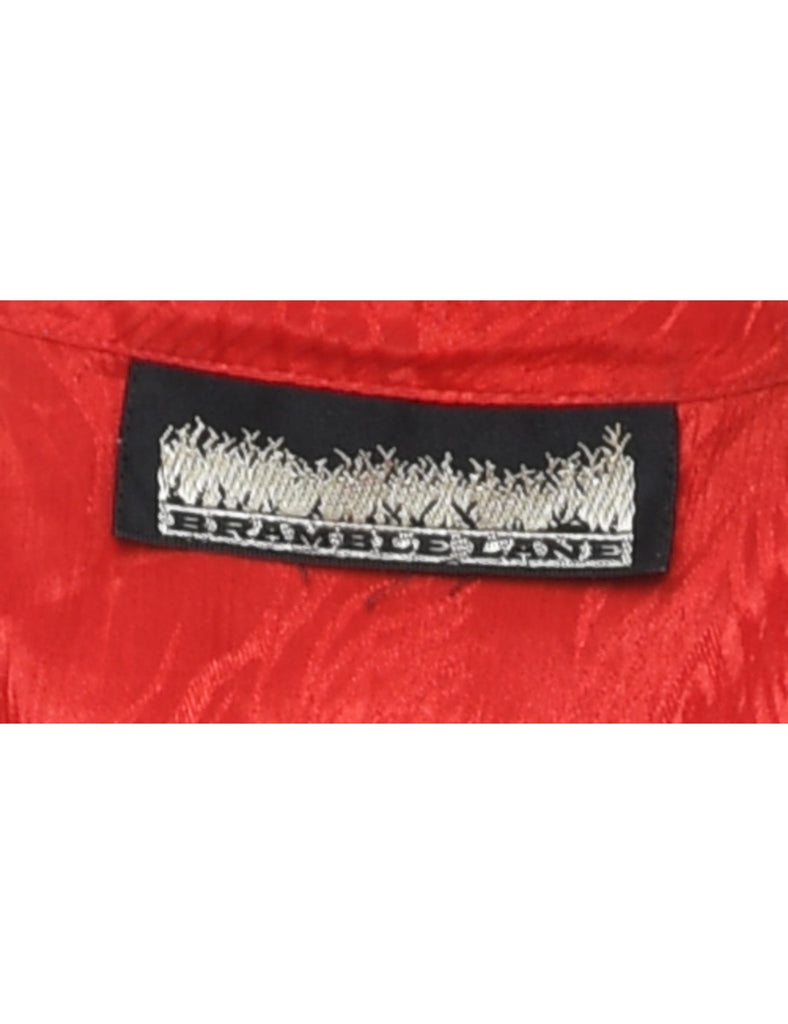 Red Shiny Foliage Design Blouse - XL