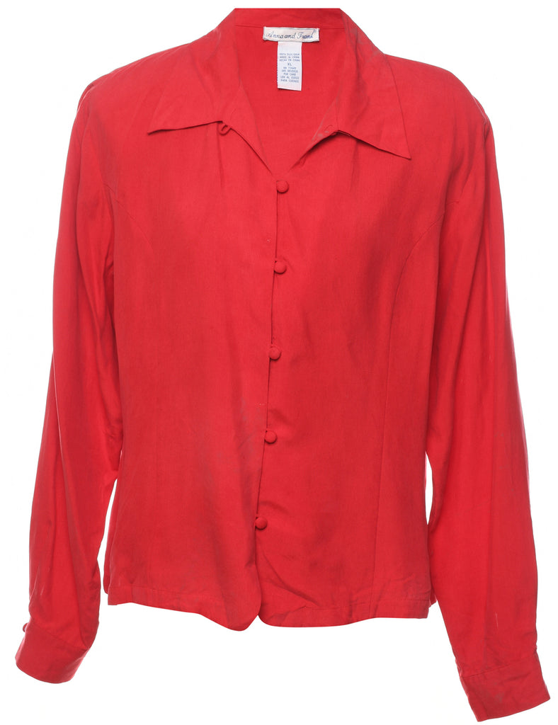 Red Silk Blouse - XL