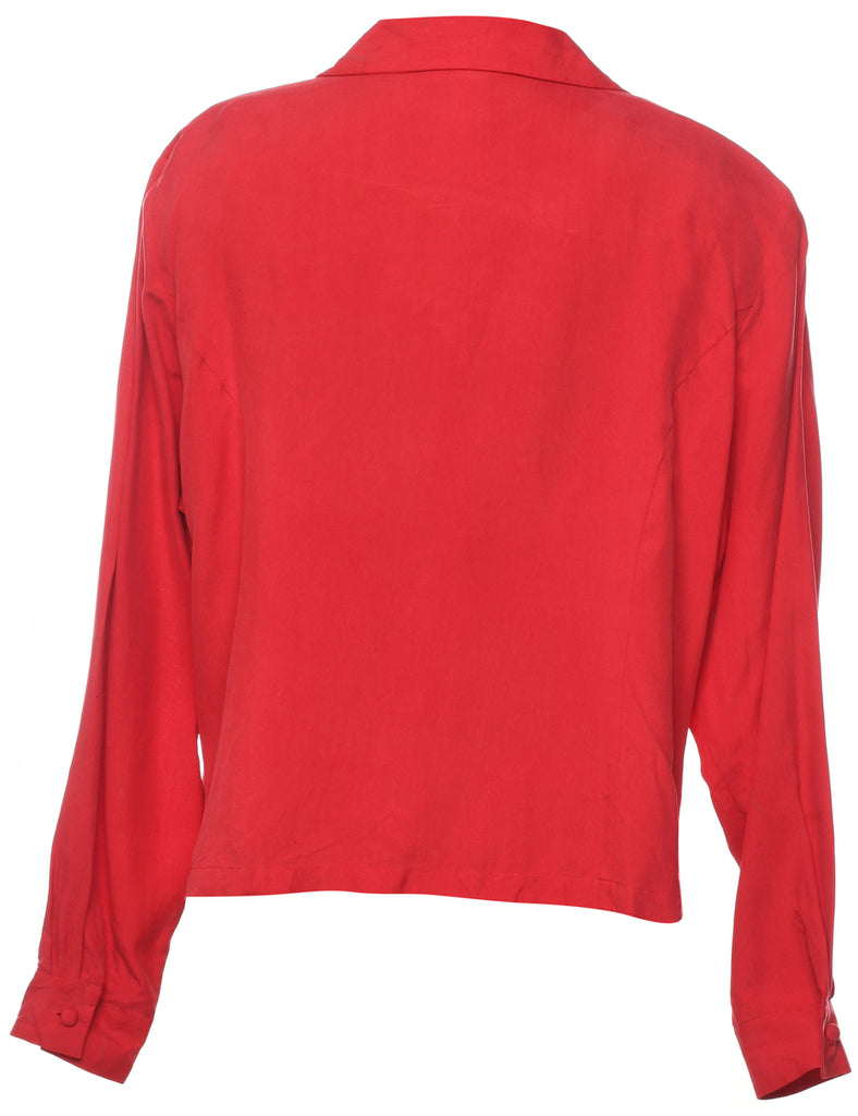 Red Silk Blouse - XL