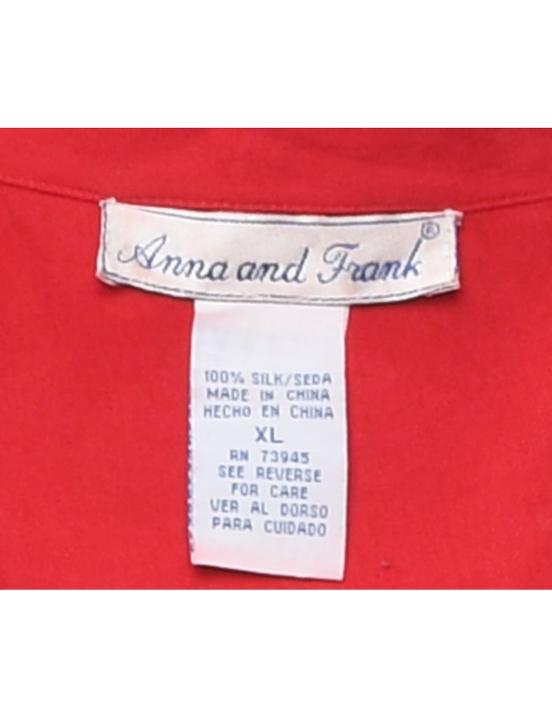 Red Silk Blouse - XL