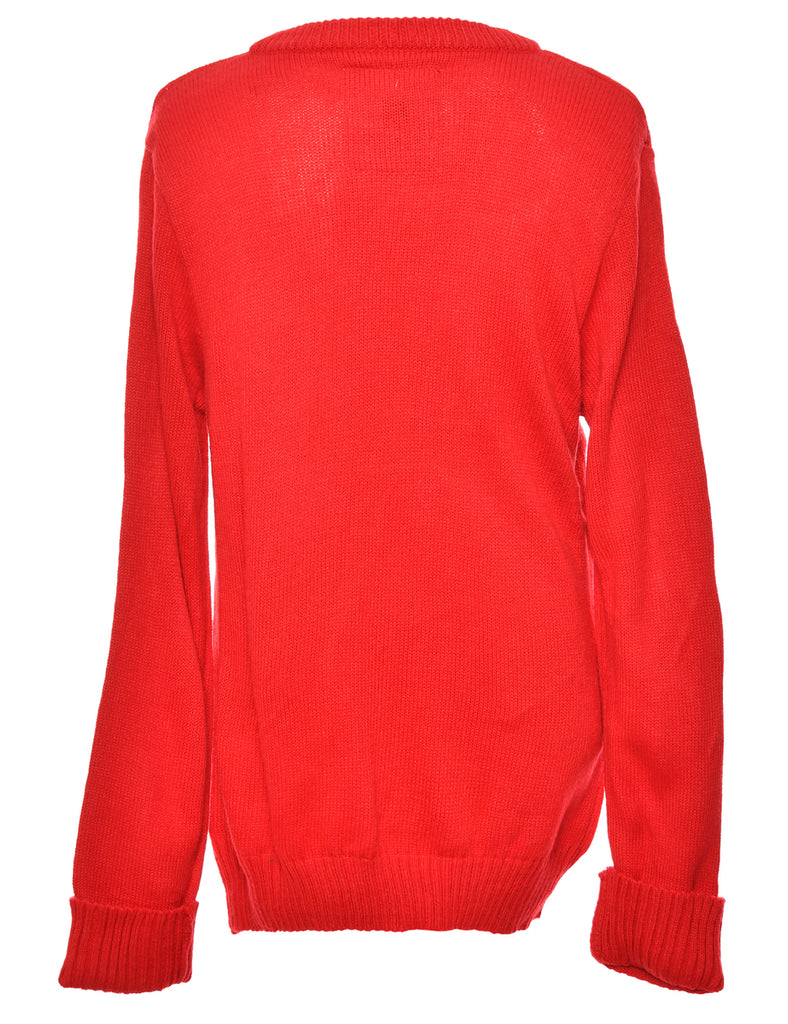 Red Snowman Crush Christmas Jumper - L