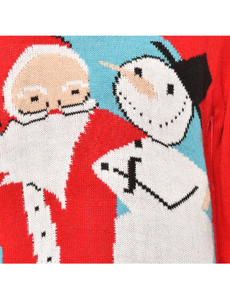 Red Snowman Crush Christmas Jumper - L