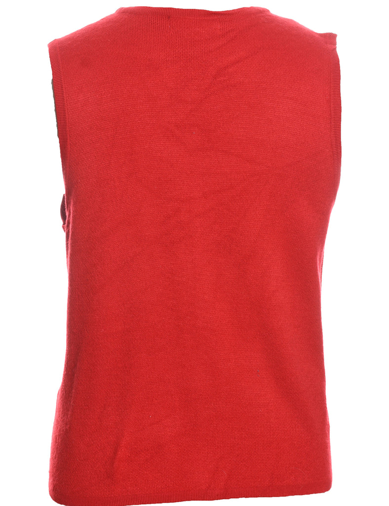 Red Snowman Design Christmas Vest - L