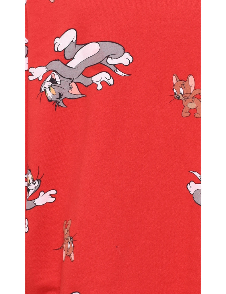 Red Tom And Jerry Cartoon Sweatshirt - XL