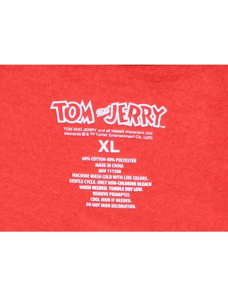 Red Tom And Jerry Cartoon Sweatshirt - XL