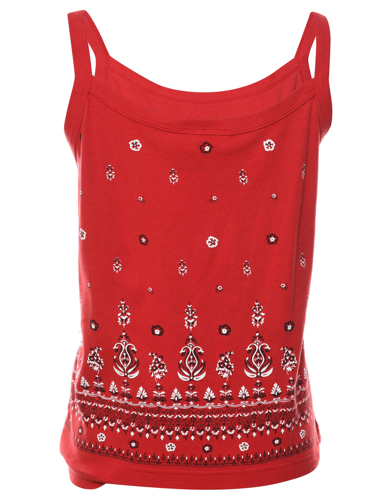 Red & White 1990s Bandanna Design Vest - L