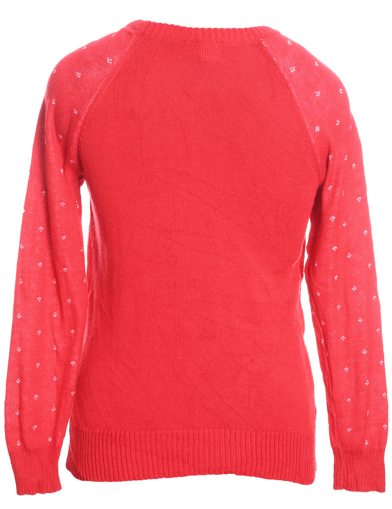 Red & White Mickey Mouse Design Knit Jumper  - S