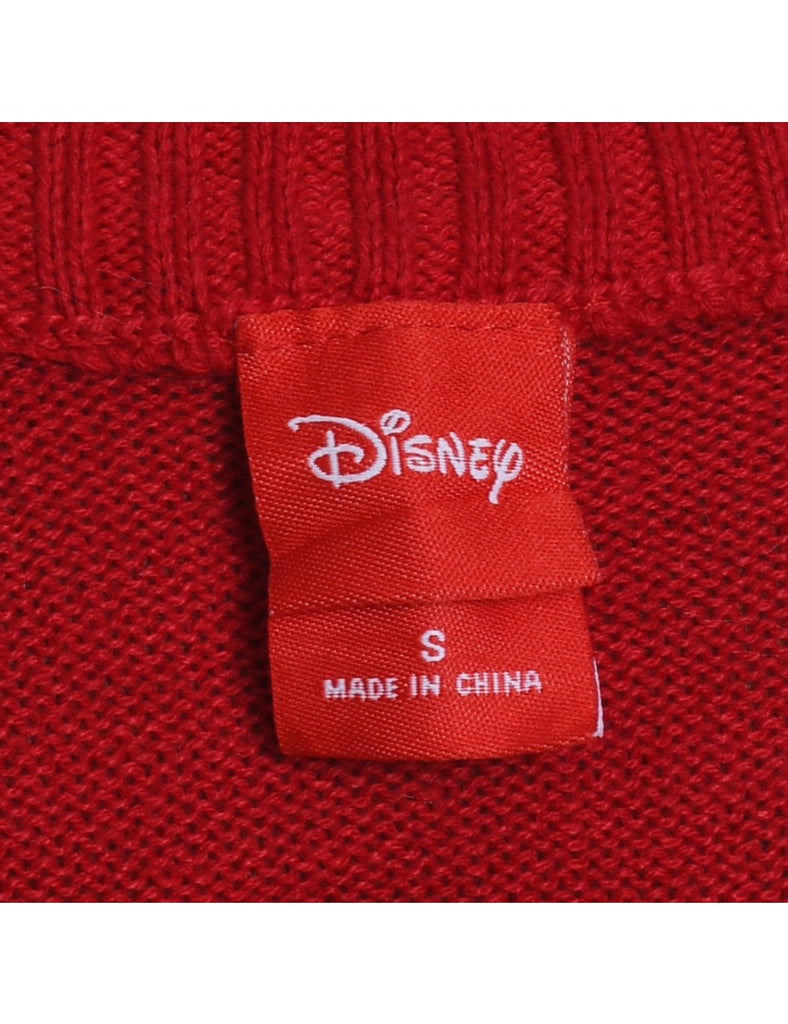 Red & White Mickey Mouse Design Knit Jumper  - S