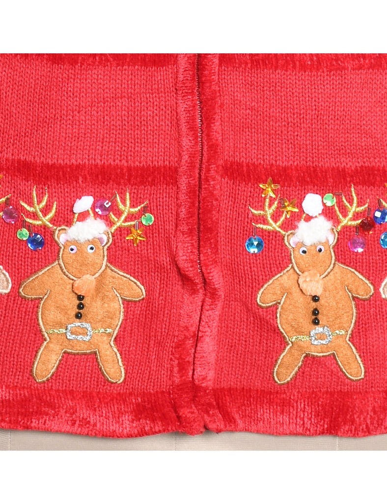 Reindeer Christmas Cardigan - L