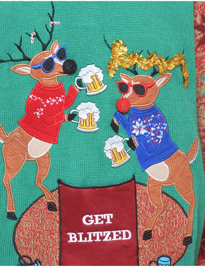 Reindeer Christmas Jumper - L