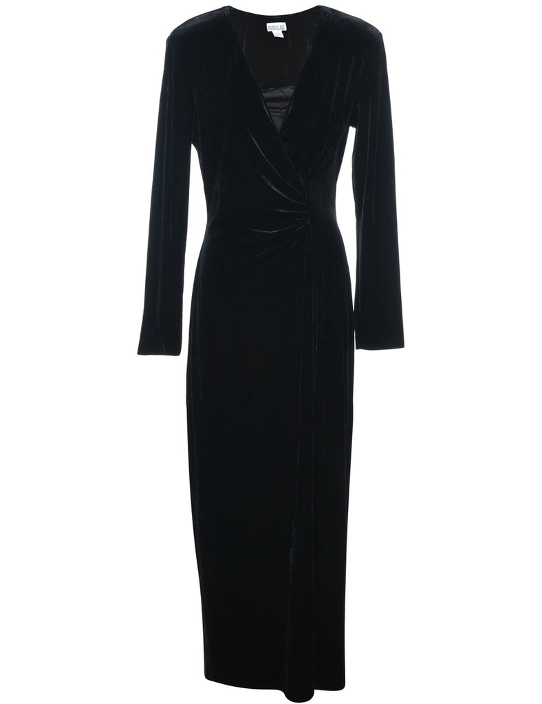 Robbie Bee Black 1990s Ruched Evening Dress - L