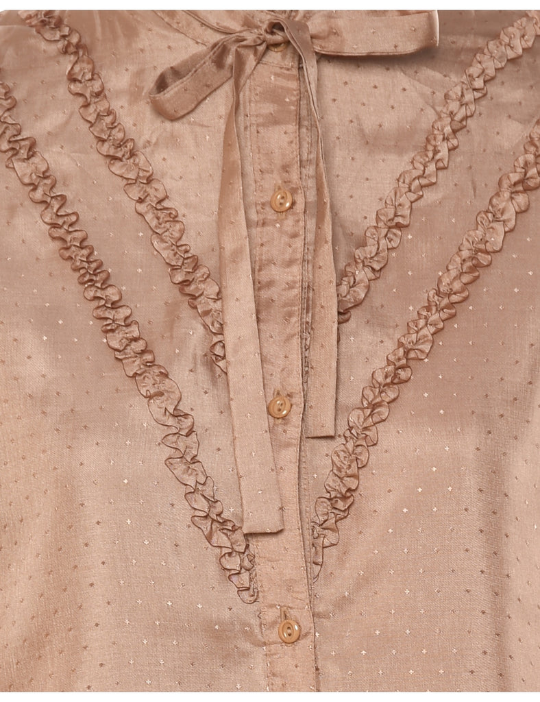 Ruffled Pussy Bow Blouse - M