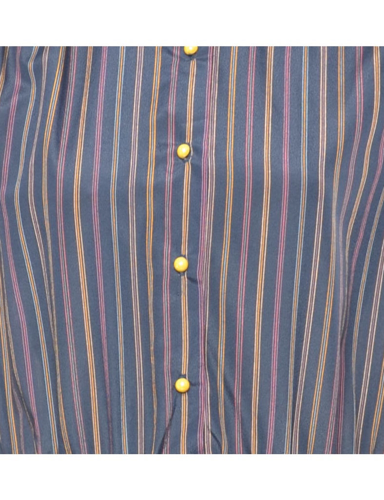 Ruffled Striped Shirt Dress - L