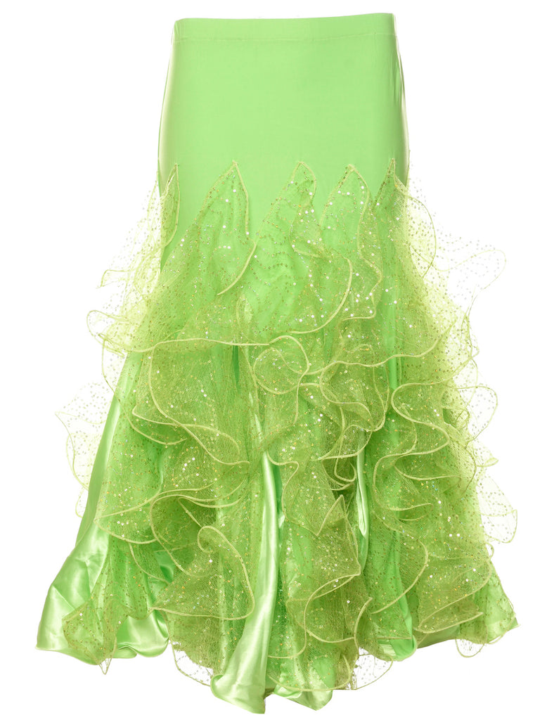 Ruffles Green Midi Skirt - M