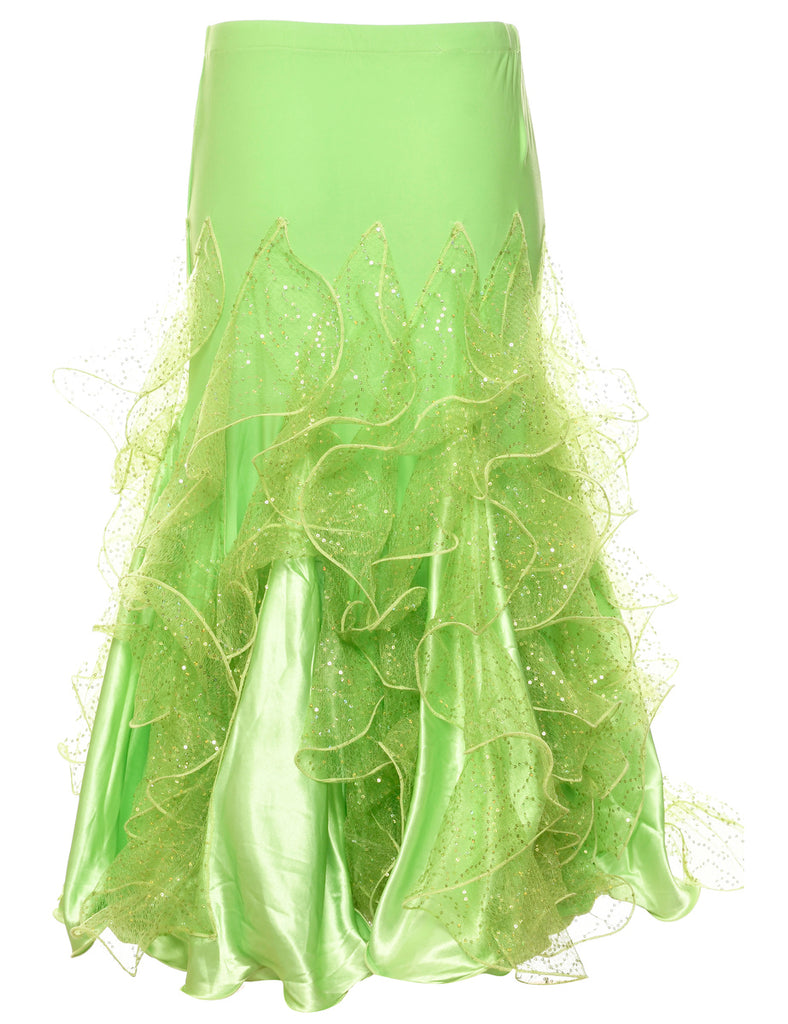 Ruffles Green Midi Skirt - M