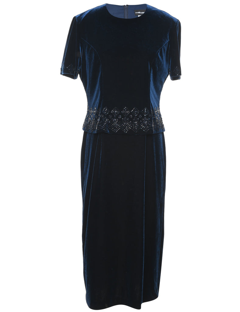 Sag Harbor Navy Embellished Evening Dress - L